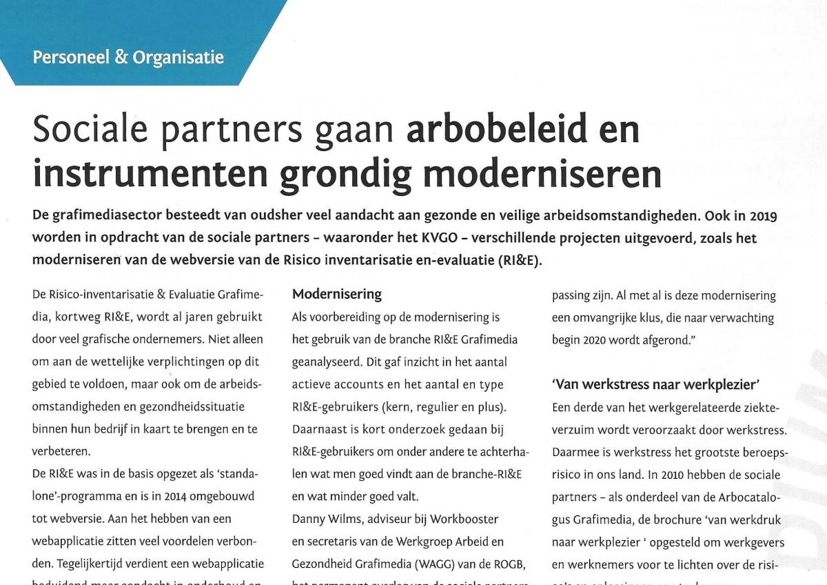 Sociale partners Grafimedia gaan arbobeleid en instrumenten grondig moderniseren. Wilms Arbeidsinspiratie treedt op als projectleider