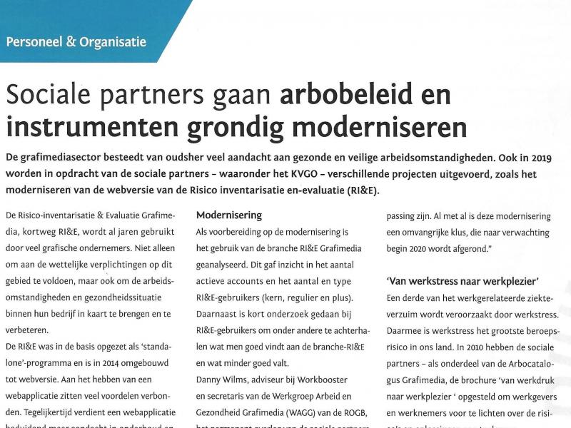 Sociale partners Grafimedia gaan arbobeleid en instrumenten grondig moderniseren. Wilms Arbeidsinspiratie treedt op als projectleider